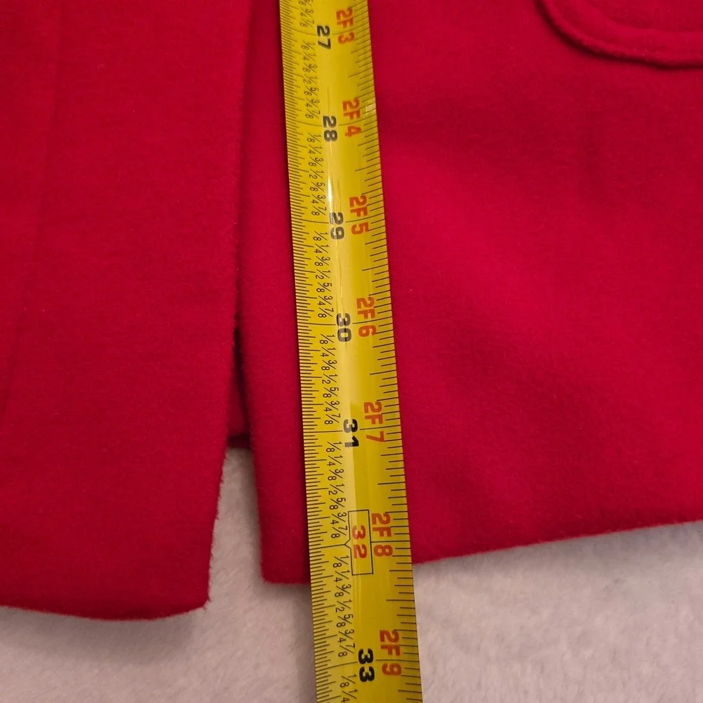Merona Womens Red Hooded Pea Coat Jacket Zip Snap‎ Front Medium